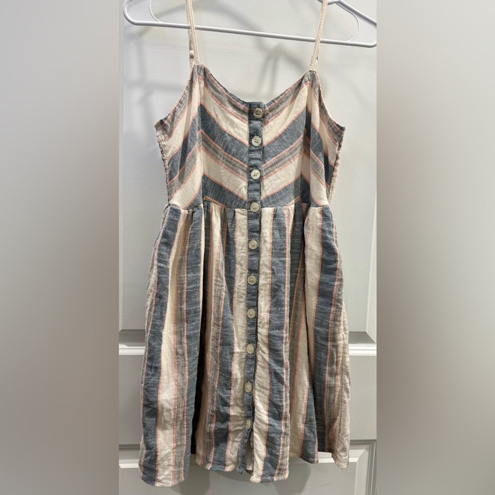 Others Follow Girls L Dress in Blue, Cream and Pink 100% cotton